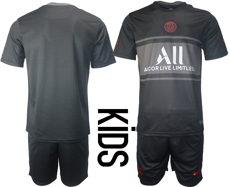 Youth 2021-2022 Club Paris St German Second away black blank Soccer Jersey